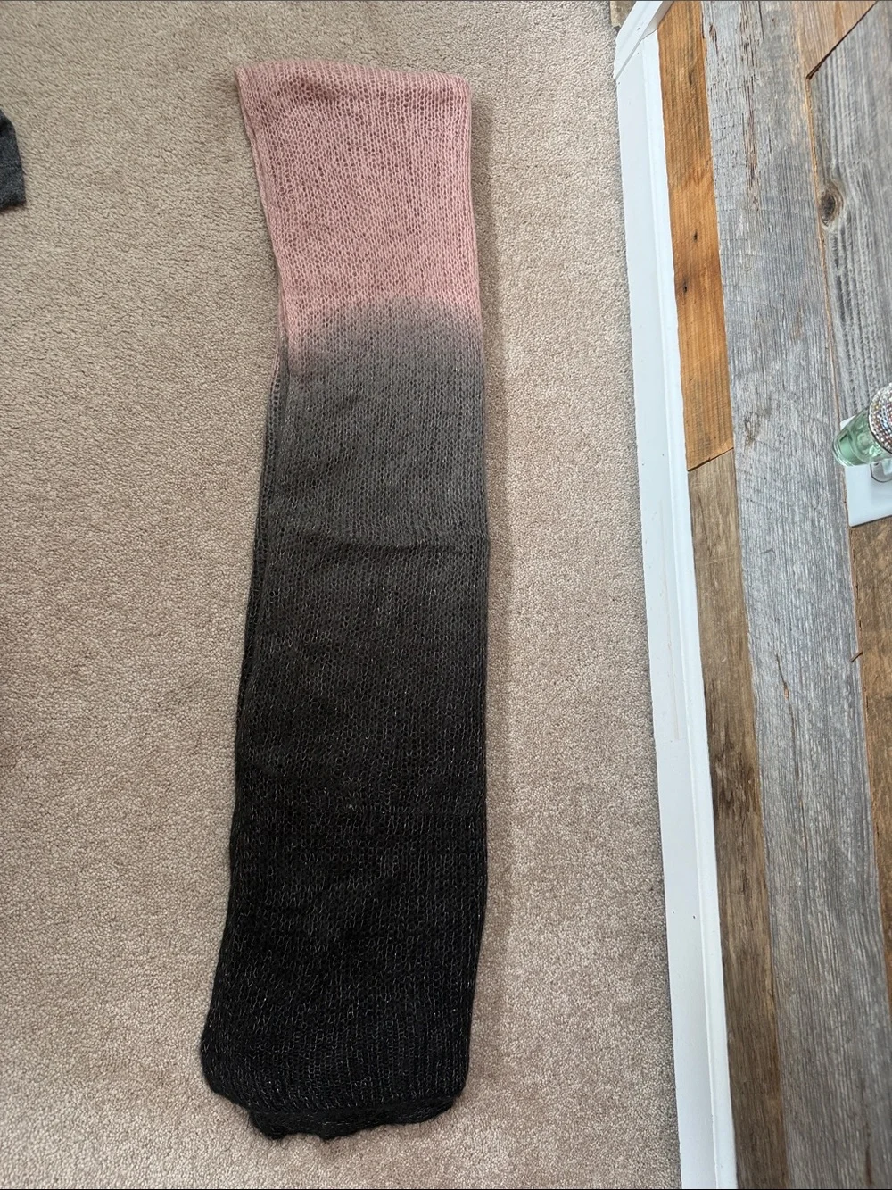 Betsey Johnson Black Gray to Pink Ombre Knit Scarf